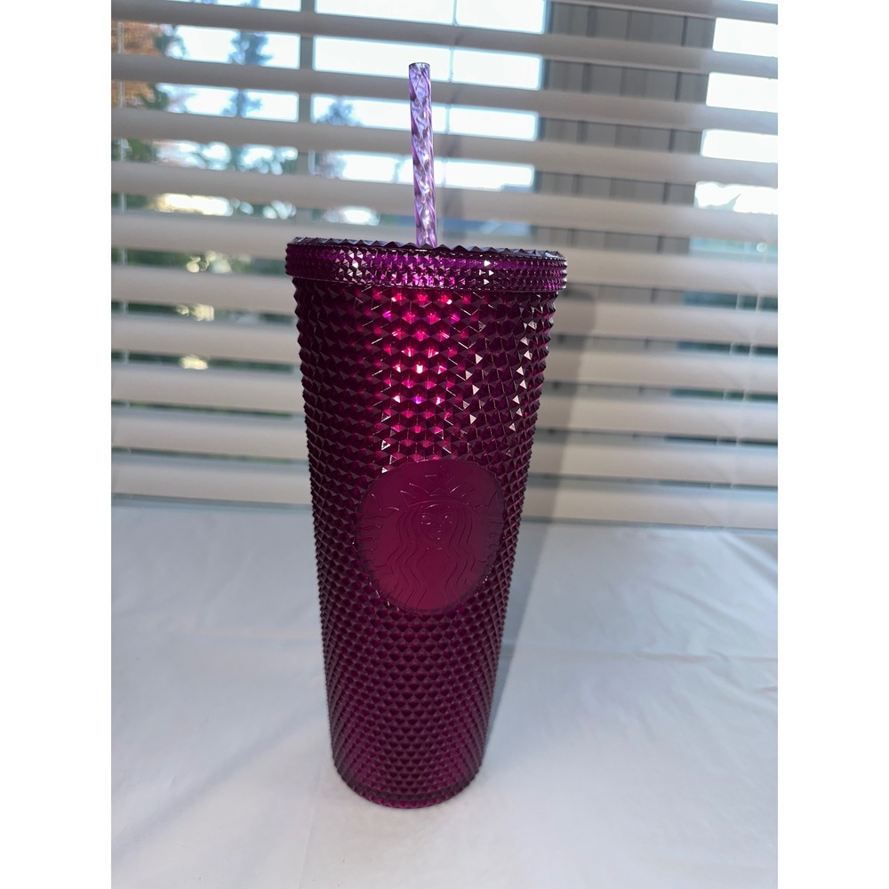 Starbucks Sangria Purple Studded Venti Tumbler 24oz Cold Cup Honeycomb Grid